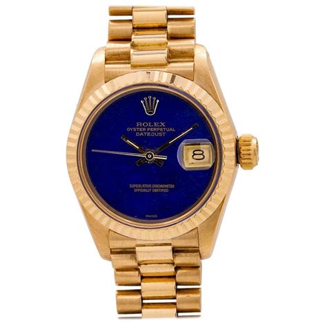 rolex datejust lady 18kt gelbgold lapislazuli saphir automatik|lady Datejust Rolex watch.